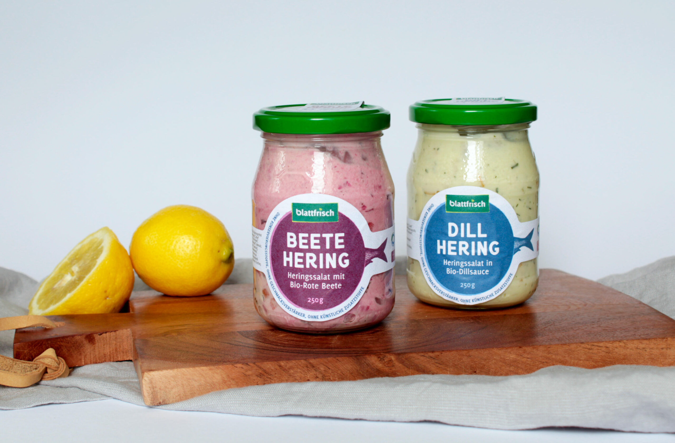 blattfrisch Heringssalate Beete Hering Dill Hering Vegane Feinkostsalate im Pfandglas