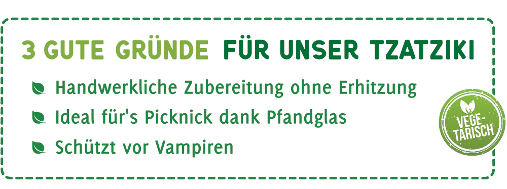 3 gute Gründe_Feinkostsalate_Tzatziki Drei gute Gründe für unseren Farmersalat